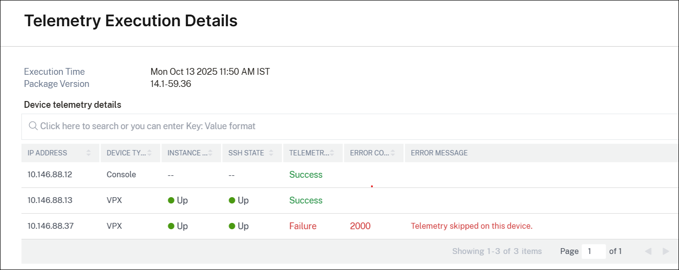 Telemetry Execution Details