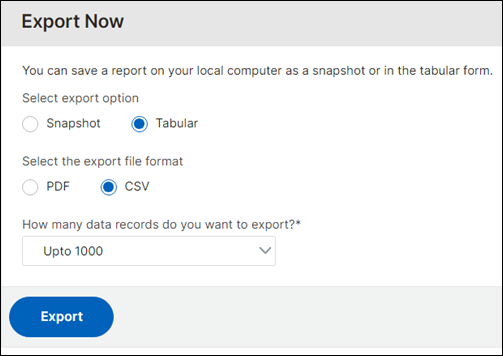 Tabular export