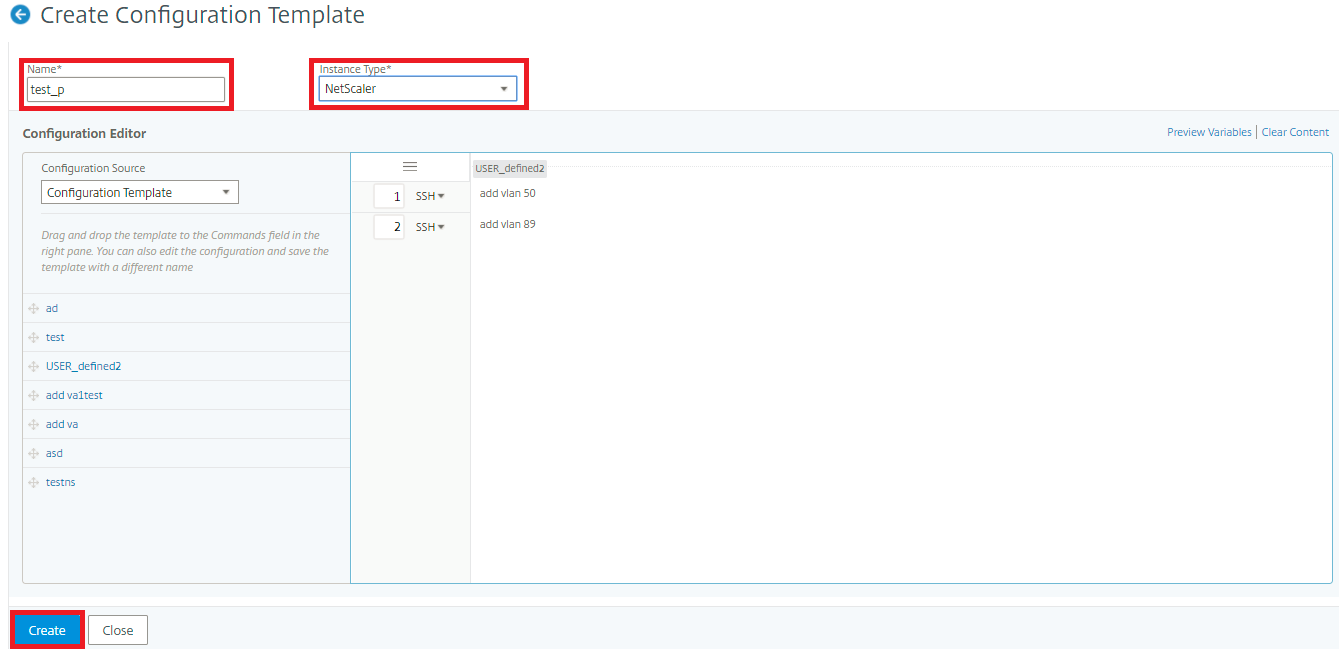 Create a configuration template 2