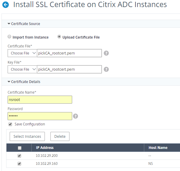 Install an SSL certificate from ADM