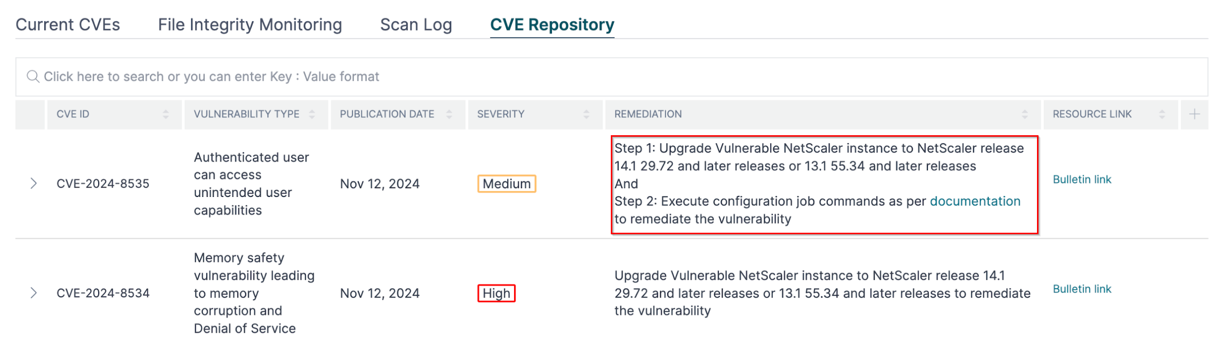 Remediation steps for CVE-2024-8535