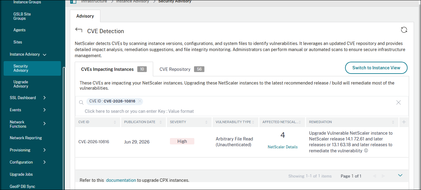 Security advisory dashboard for CVE-2026-10816