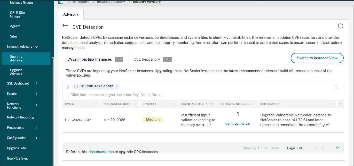 Security advisory dashboard for CVE-2026-10817