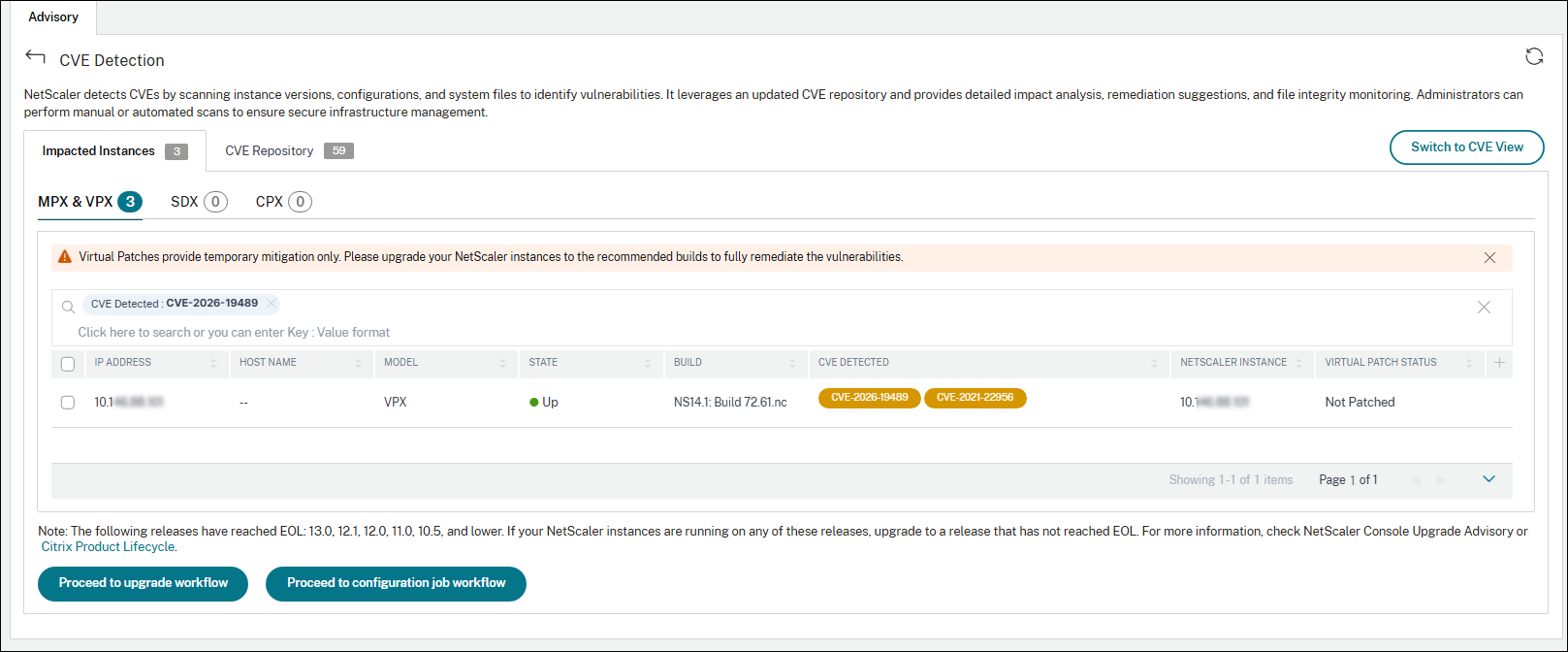Security advisory dashboard for CVE-2026-19489
