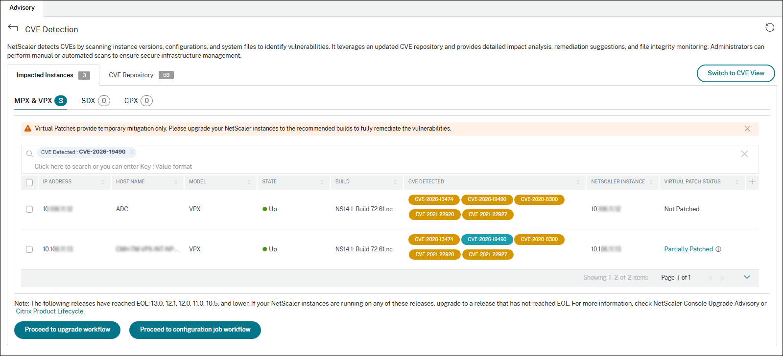 Security advisory dashboard for CVE-2026-19490