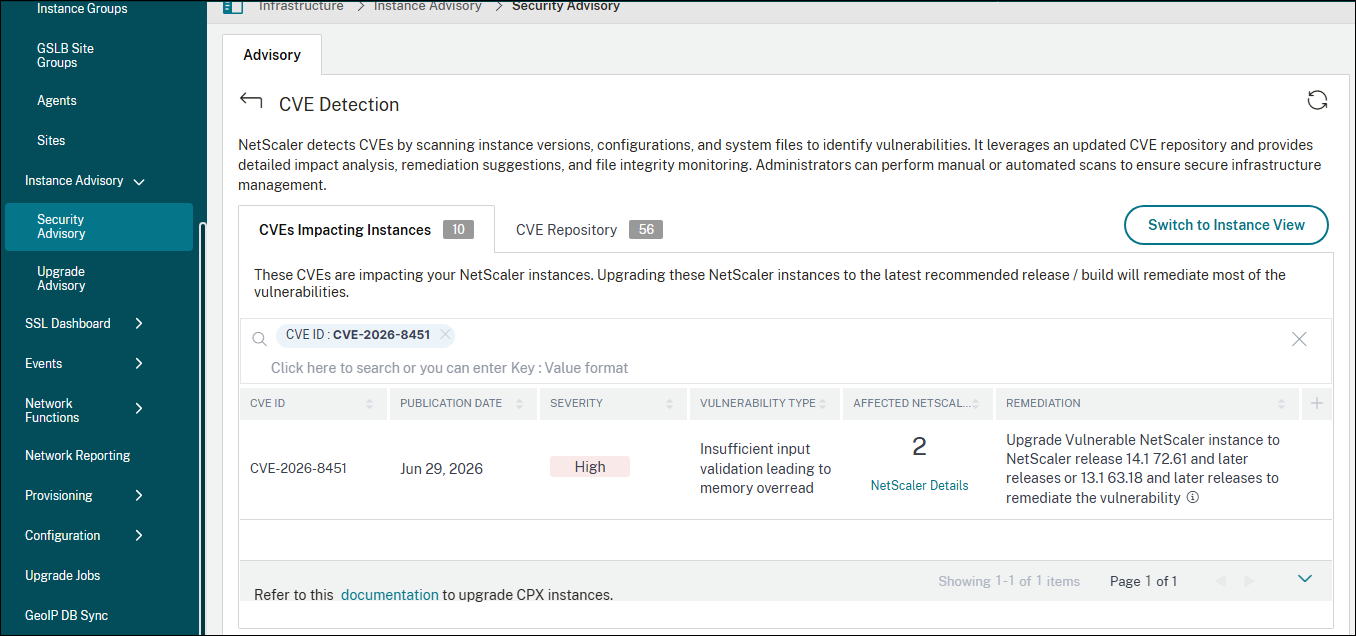 Security advisory dashboard for CVE-2026-8451
