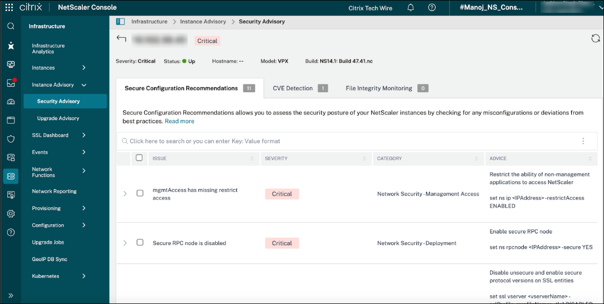 Secure recommendation configurations
