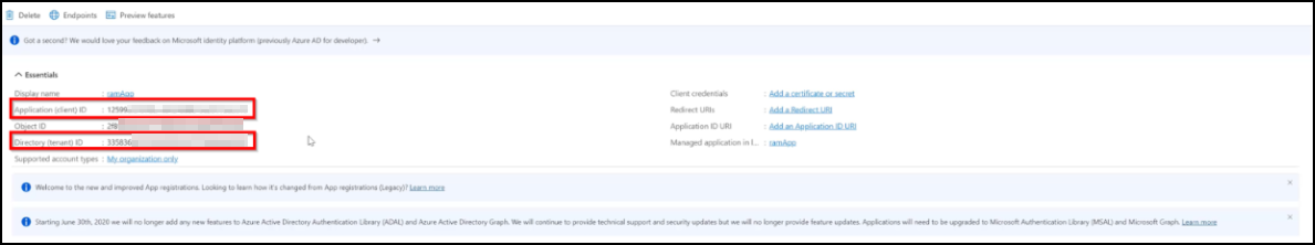 Client and tenant ids