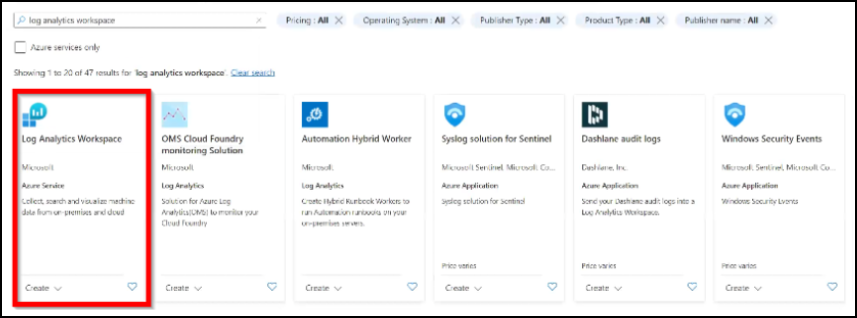 Log analytics workspace