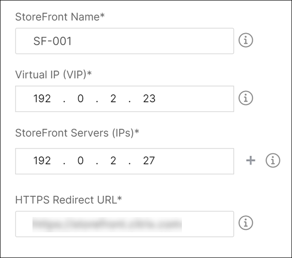 Specify the details to configure the StoreFront servers with NetScaler instances