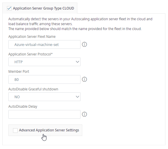 configure the application for an Autoscale group cloud