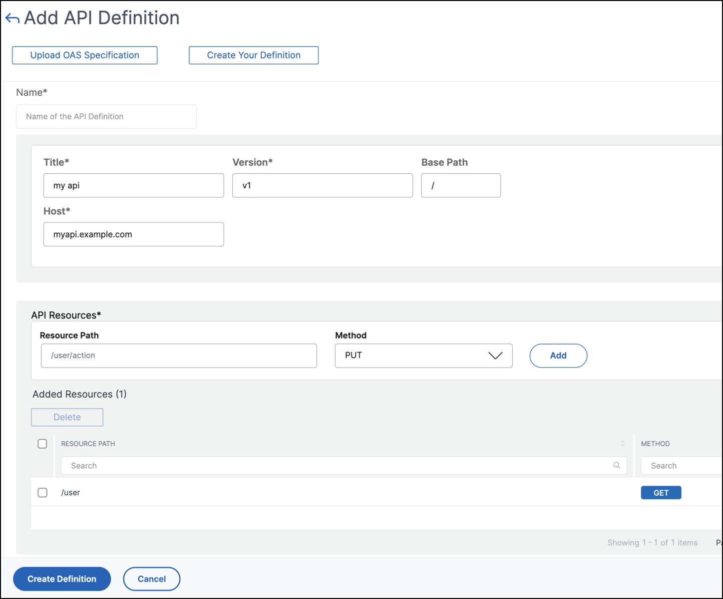 Create an API definition