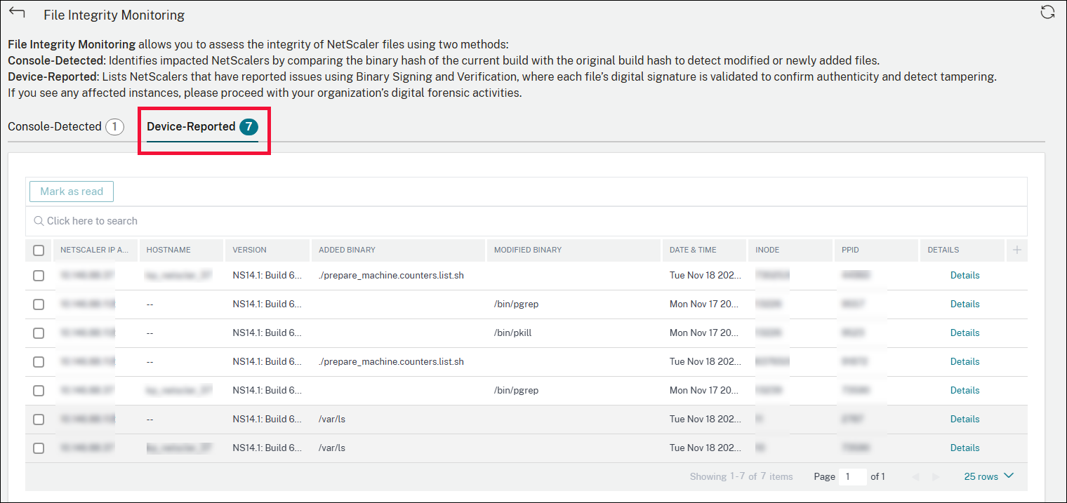 File integrity monitoring section