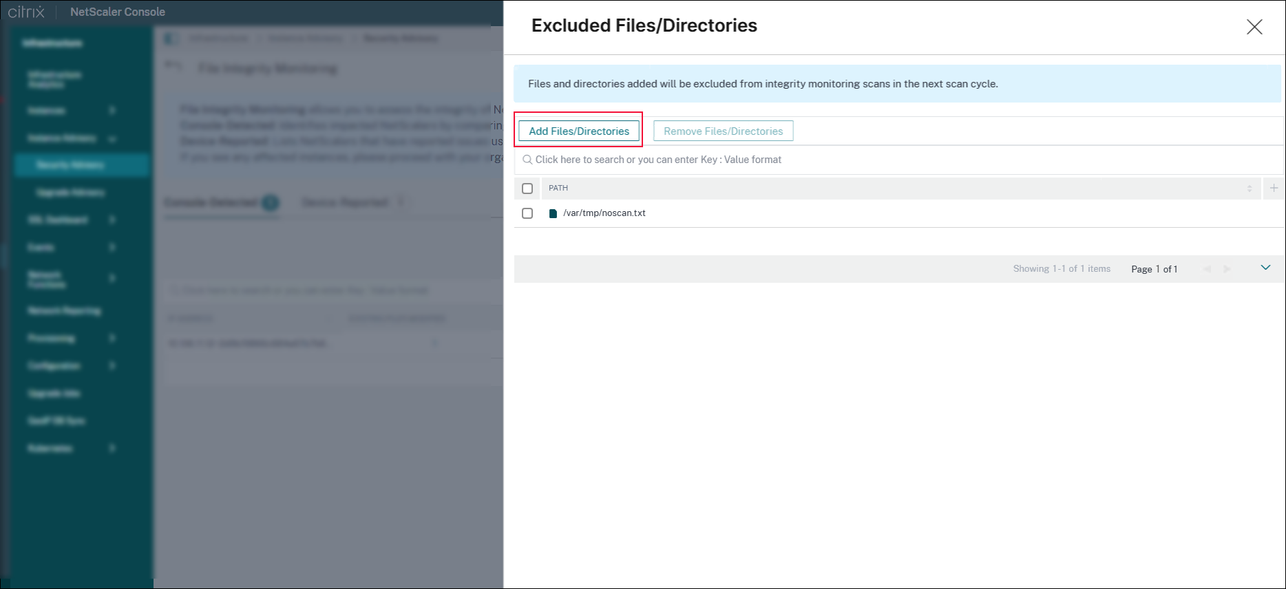 Exclude files from the scan