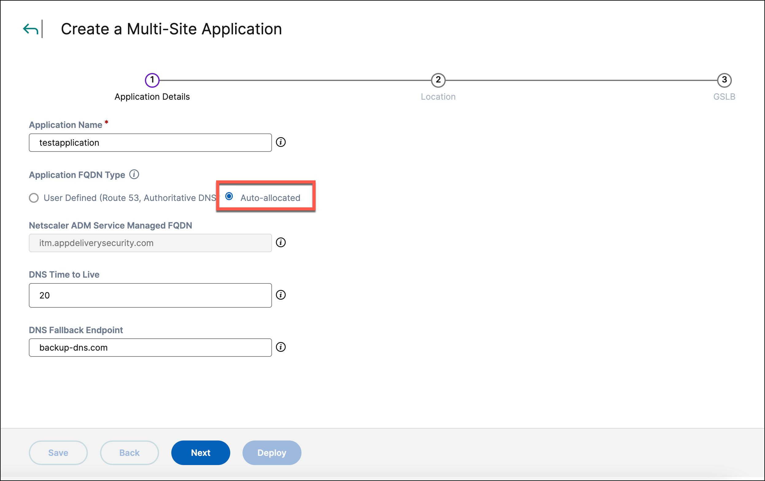 Create an auto-allocated multi-site application