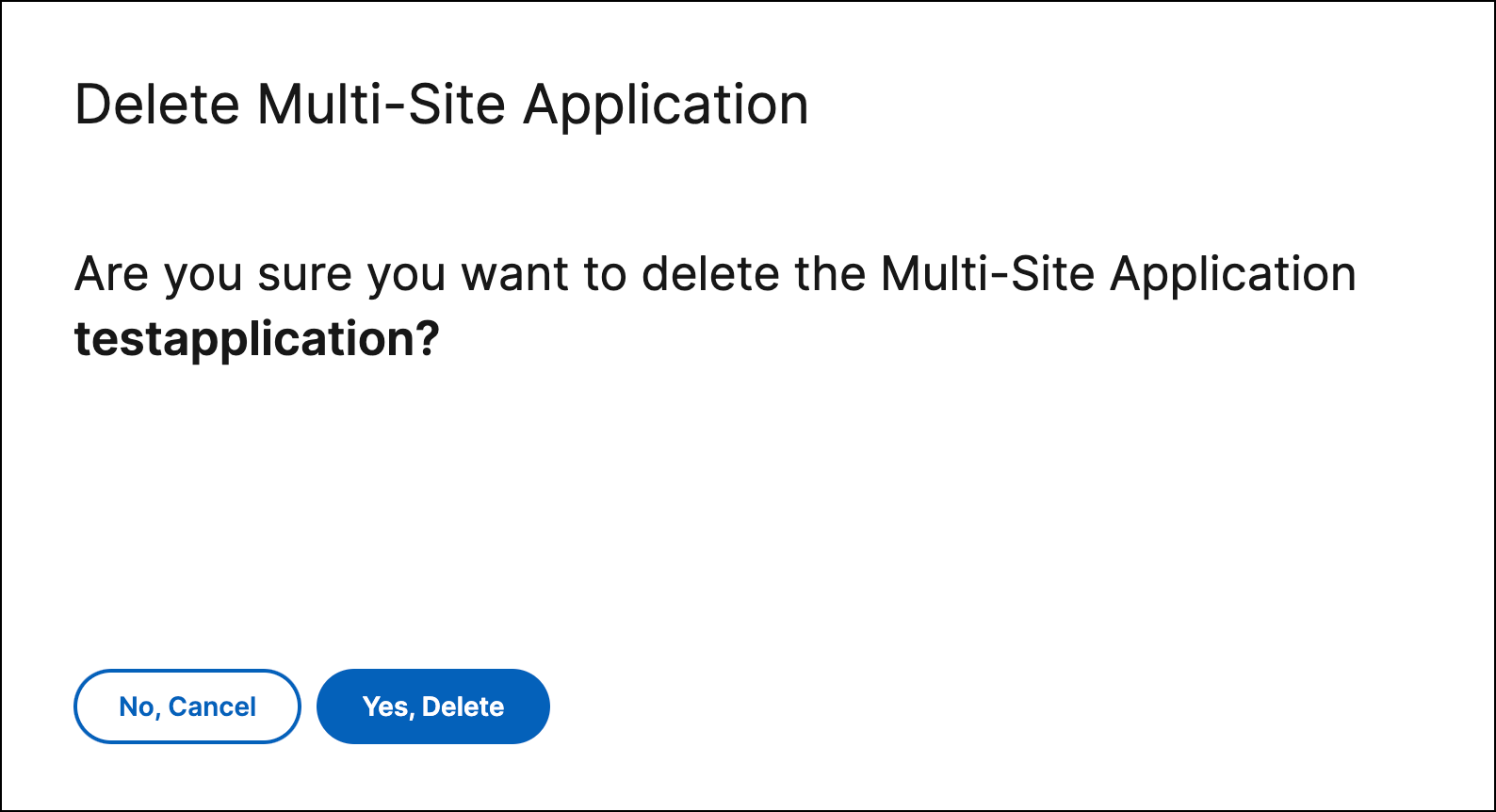 Delete a multi-site application