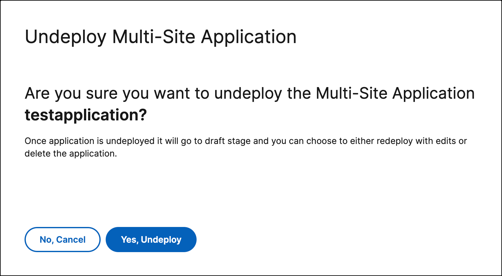 Undeploy a multi-site application