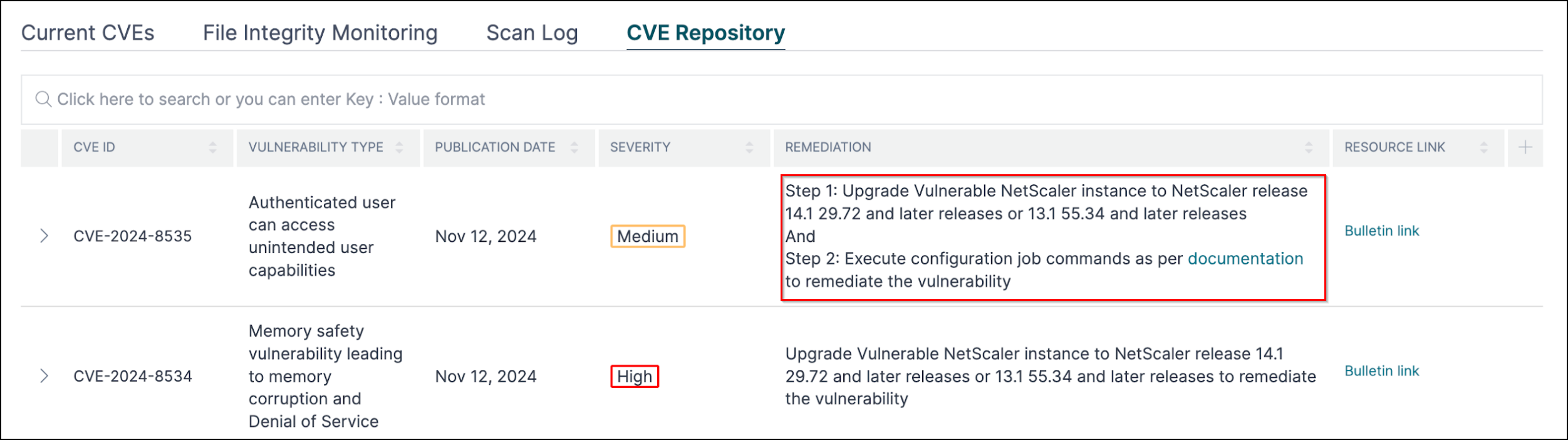 Remediation steps for CVE-2024-8535