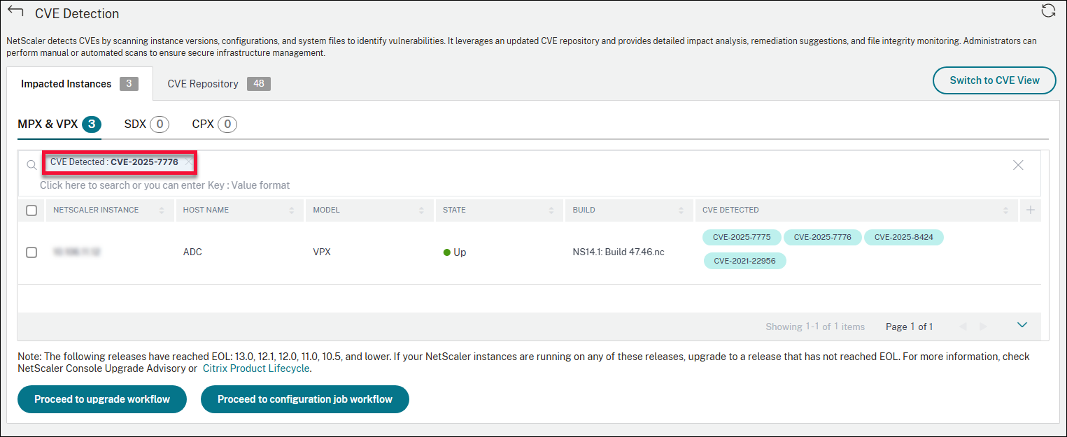 Security advisory dashboard for CVE-2025-7776