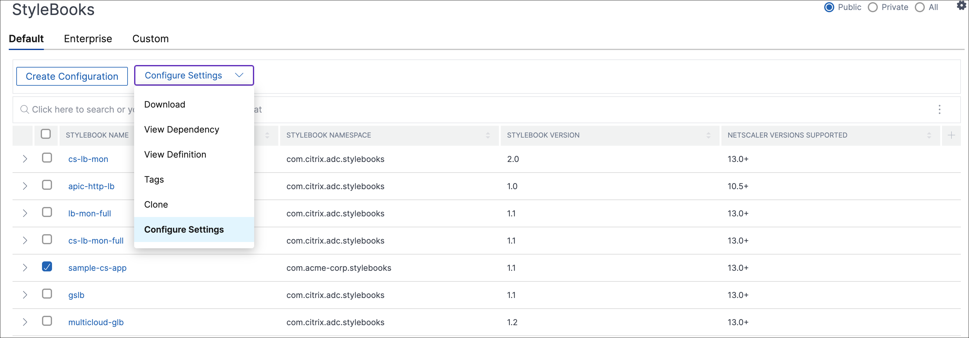 Configure Settings option