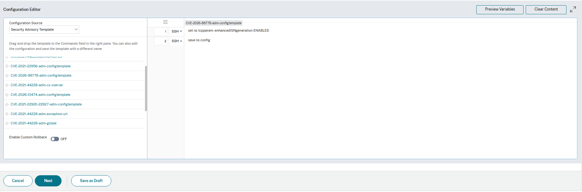 Select config