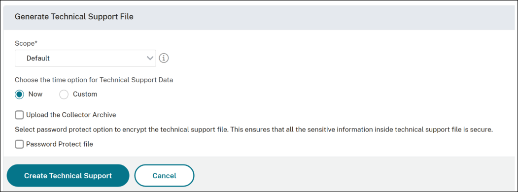 Generate technical support bundle
