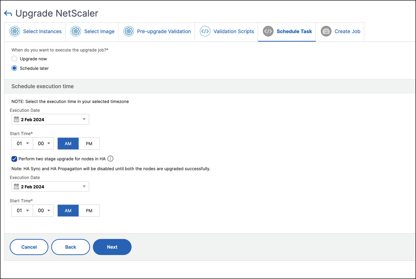 NetScaler high-availability upgrade two stages