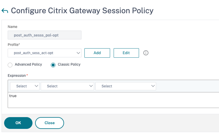 Create a session policy