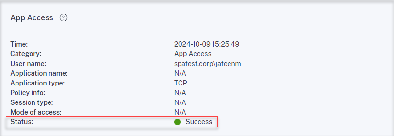 Citrix Secure Access application status