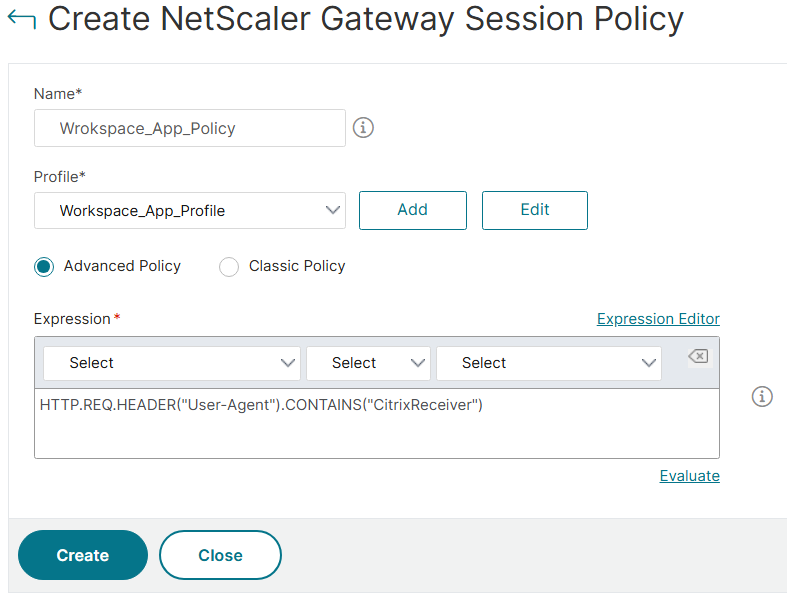 Gateway StoreFront web browser policy