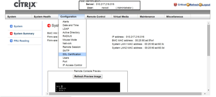 Install certificate key using LOM step 1