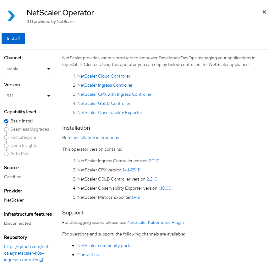 Install NetScaler Operator