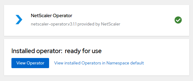 NetScaler Operator installation confirmation