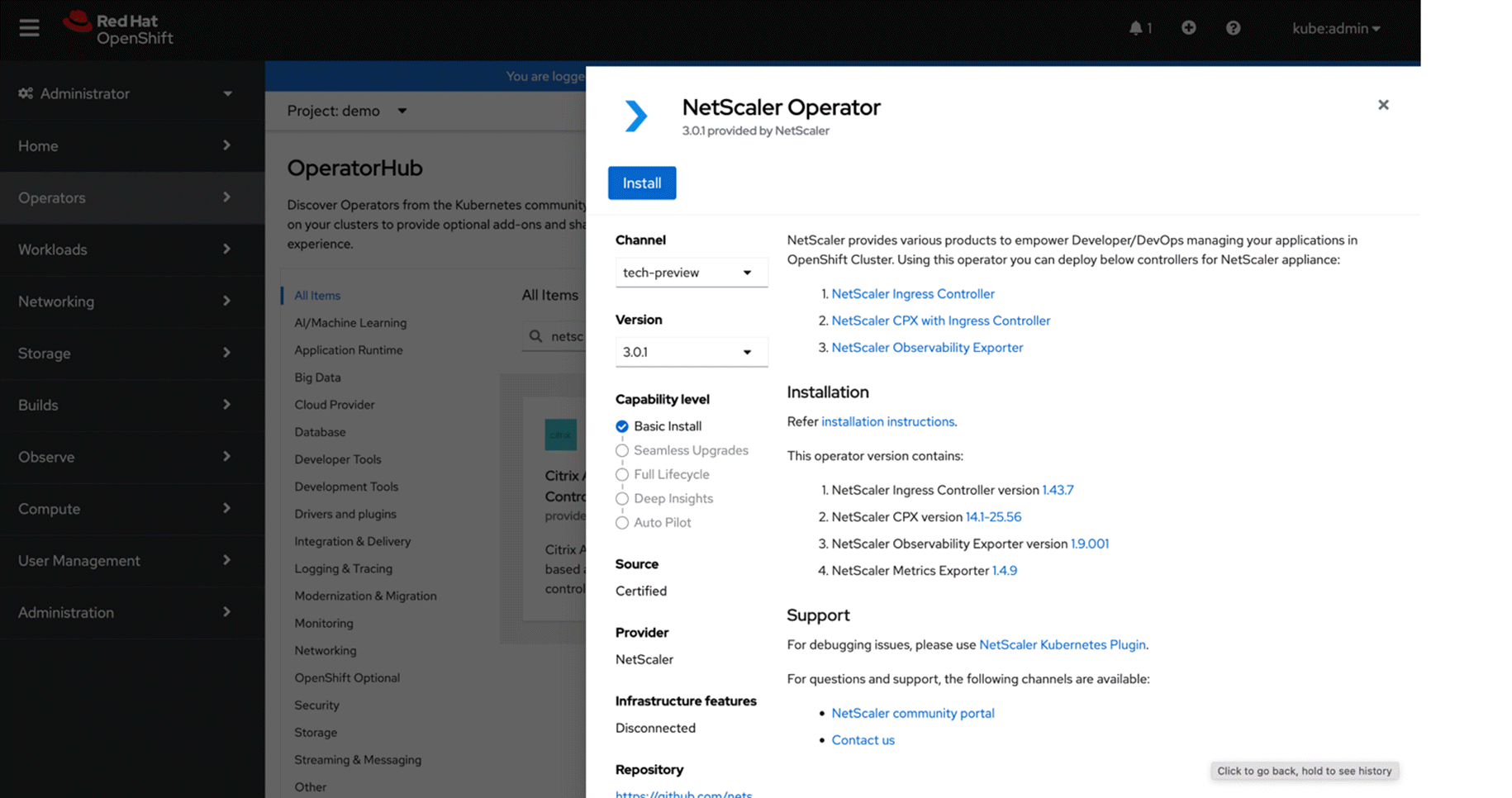 install NetScaler Operator