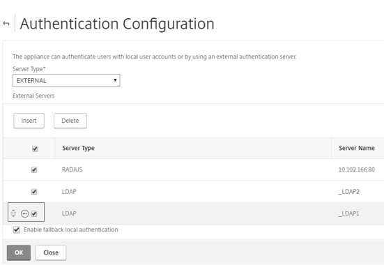 Page Configuration de l'authentification