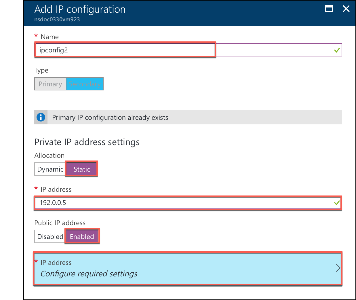 Ajouter une configuration IP