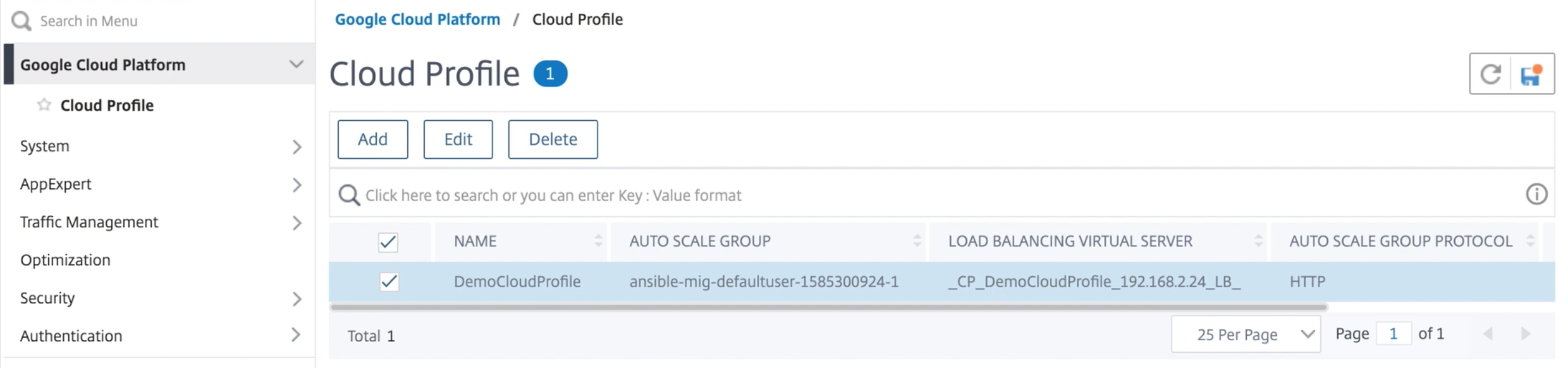 After Creating Cloud Profile