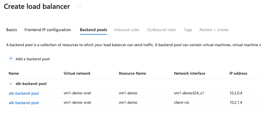 Back-end pool configuration