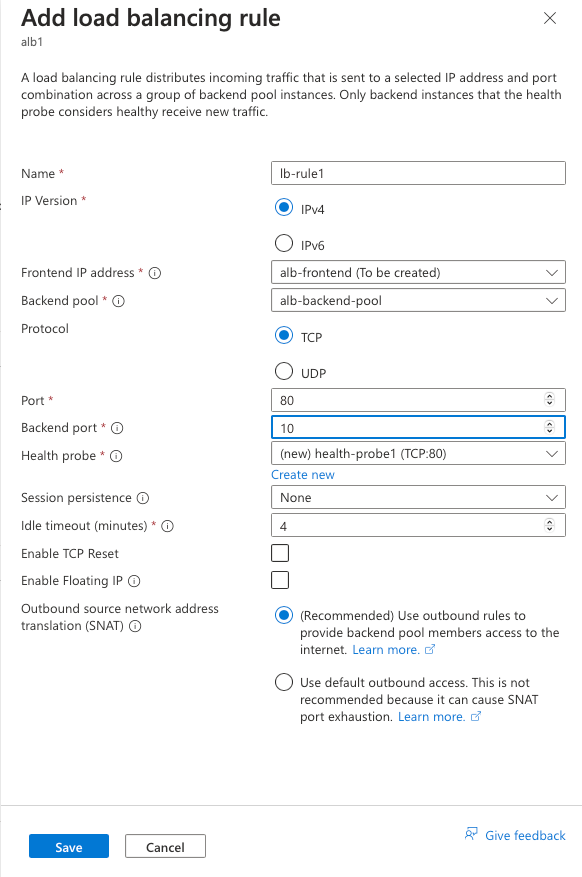 Inbound rule configuration