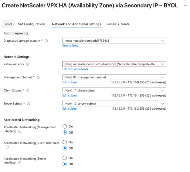 Azure network settings