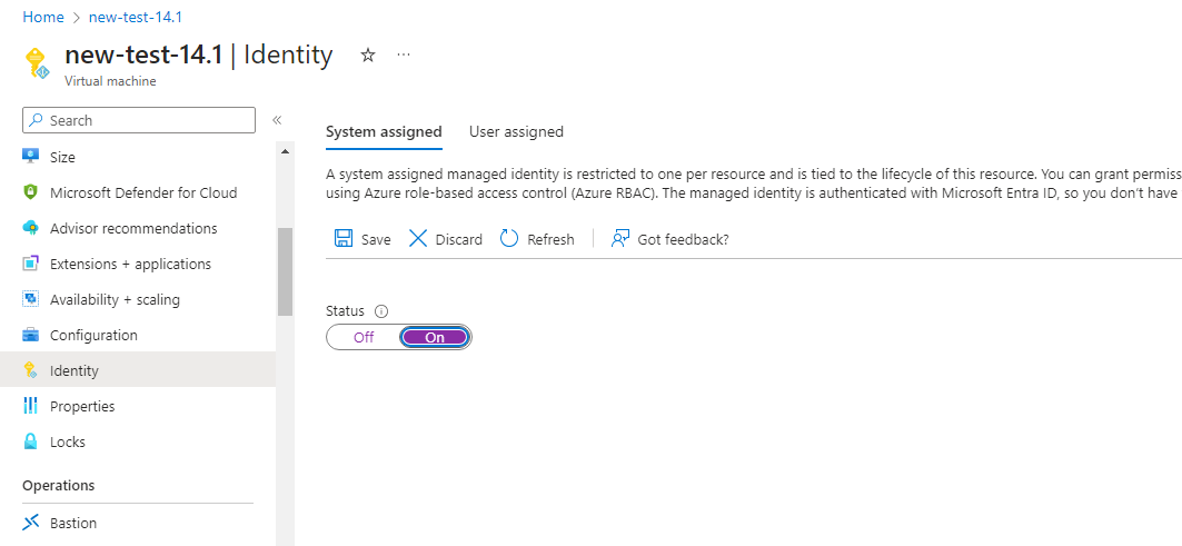 Turn on managed identity