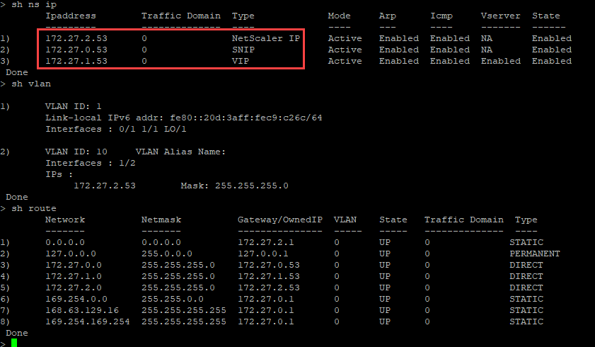 Azure show nsip command