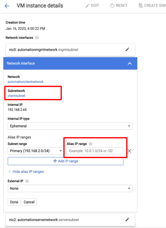 Client alias IP address