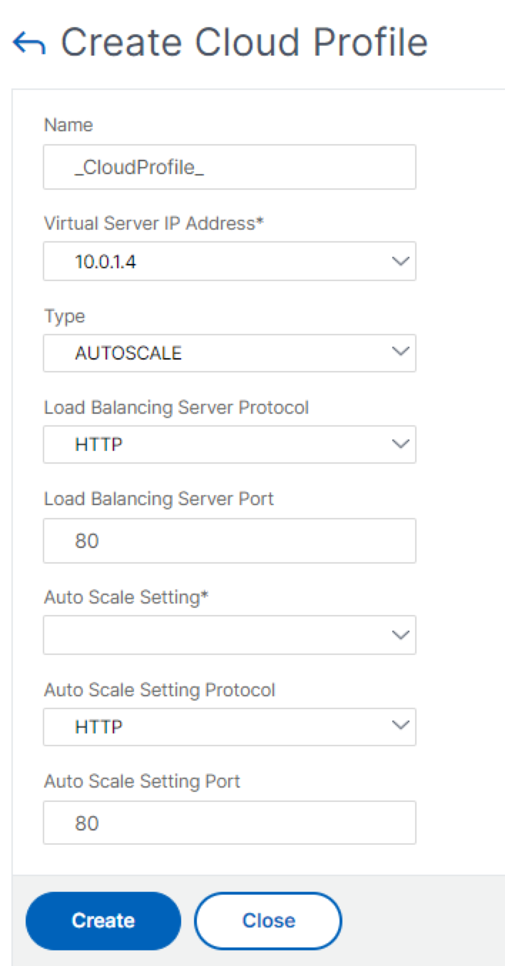 Crear perfil de nube de Azure