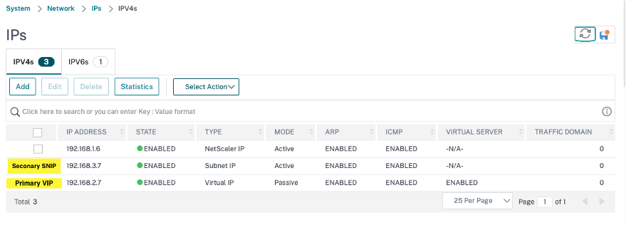 Create client and server IP address for secondary