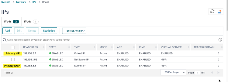 Create client and server IP address for primary