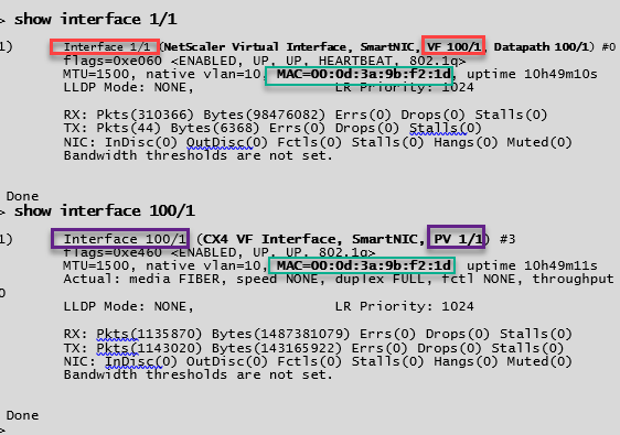 Sortie d'interface show Cx4