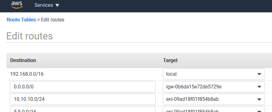 Tables de routage - Modifier les itinéraires