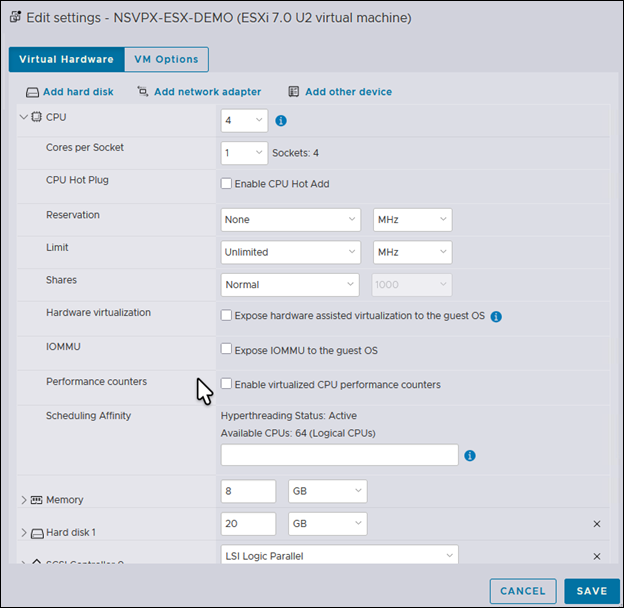Edit CPU settings main