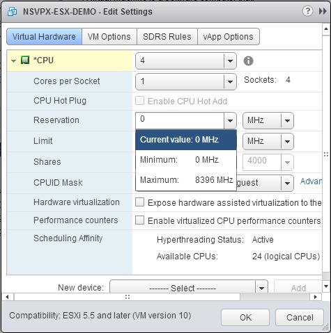 CPUs edit settings